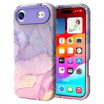 iPhone Air luksus marmor hybrid cover - Lilla / Pink