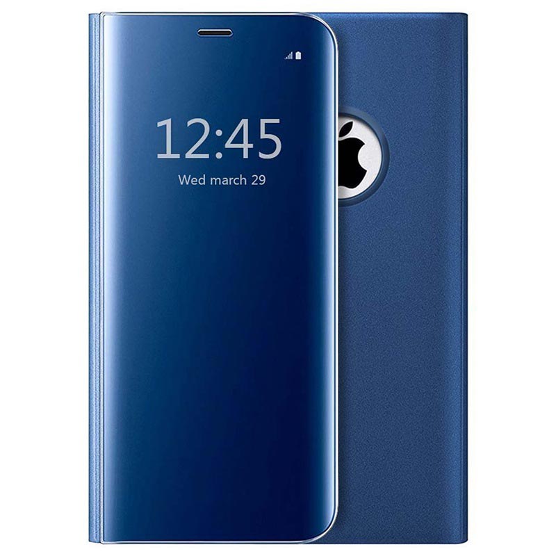 Luksus Mirror View iPhone 7 / iPhone 8 Flip Cover Blå