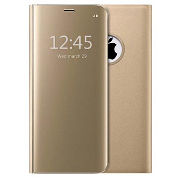 Luksus Mirror View iPhone 7/8/SE (2020)/SE (2022) Flip Cover - Guld