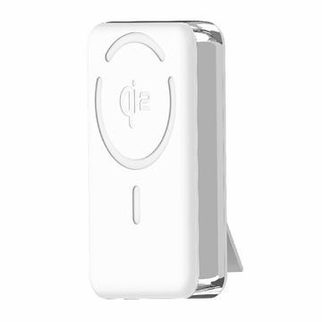 M02A 10000mAh Qi2 Magnetisk Trådløs Powerbank med Indbygget Stander - 35W - Hvid