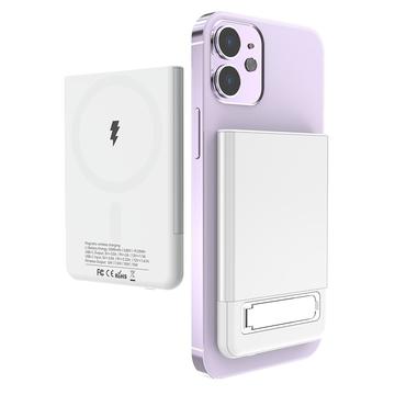 M10 Ultra Thin Metal MagSafe Trådløs Oplader 15W/5000mAh - iPhone 12/13/14/15/16/17/Air - Hvid