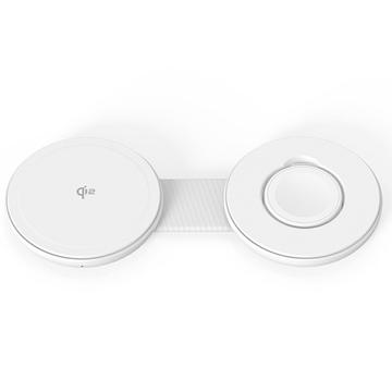 M40 2-i-1 magnetisk trådløs oplader til iPhone, Apple Watch, AirPods - 25W/5W - Hvid