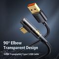 MCDODO CA-3380 MDD 1,2 m USB-A til Type-C 90-graders albue datakabel 6A hurtig opladning gennemsigtig ledning