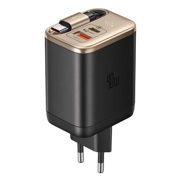 Mcdodo CH-4281 40W GaN-hurtigoplader med 65cm udtrækkeligt USB-C-kabel og USB-C-, USB-A-porte - Ørkenguld