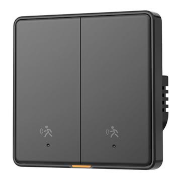 MG-KG126 Zigbee Radar Smart Switch / Menneskelig Sensor Vægkontakt - 2 Gang, 1 Vej - Sort