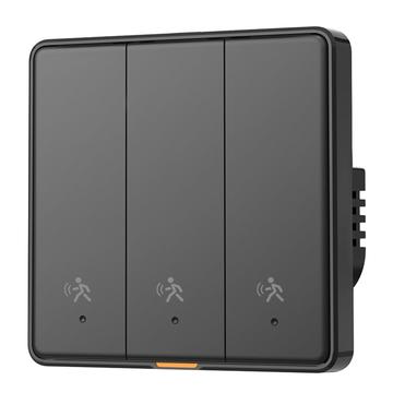 MG-KG126 Zigbee Radar Smart Switch / Menneskelig Sensor Vægkontakt - 3 Gange, 1 Vej - Sort