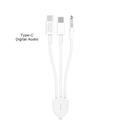 MH045S 3-i-1 AUX Bilkabel – USB-C, Lightning & 3.5mm Jack – Hvid