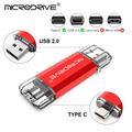 MICRODRIVE 64GB 2-i-1 USB 2.0 / USB-C Flash Drive - Sort