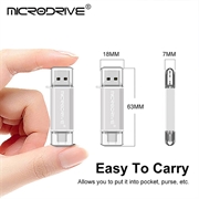 MICRODRIVE 64GB 2-i-1 USB 2.0 / USB-C Flash Drive