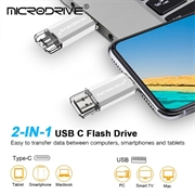 MICRODRIVE 64GB 2-i-1 USB 2.0 / USB-C Flash Drive