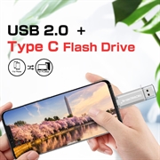MICRODRIVE 64GB 2-i-1 USB 2.0 / USB-C Flash Drive