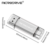 MICRODRIVE 64GB 2-i-1 USB 2.0 / USB-C Flash Drive