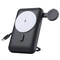MP07 3-i-1 10000mAh magnetisk powerbank med indbygget kabel og stativ - MagSafe-kompatibel - Sort