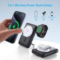 MP07 3-i-1 10000mAh magnetisk powerbank med indbygget kabel og stativ - MagSafe-kompatibel - Sort