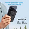 MP07 3-i-1 10000mAh magnetisk powerbank med indbygget kabel og stativ - MagSafe-kompatibel - Sort