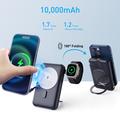 MP07 3-i-1 10000mAh magnetisk powerbank med indbygget kabel og stativ - MagSafe-kompatibel - Sort