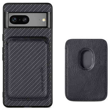 Google Pixel 7 Magnetisk Cover med Kortholder - Karbonfiber - Sort