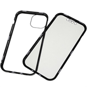 iPhone 15 Magnetisk Cover med Privatlivssikret Hærdet Glas - Sort