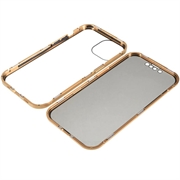 iPhone 15 Magnetisk Cover med Privatlivssikret Hærdet Glas - Guld