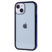 iPhone 15 Plus Magnetisk Cover med Privatlivssikret Hærdet Glas - Blå