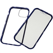 iPhone 15 Plus Magnetisk Cover med Privatlivssikret Hærdet Glas - Blå