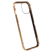 iPhone 15 Plus Magnetisk Cover med Privatlivssikret Hærdet Glas - Guld