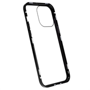 iPhone 15 Pro Magnetisk Cover med Privatlivssikret Hærdet Glas - Sort