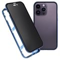 iPhone 15 Pro Magnetisk Cover med Privatlivssikret Hærdet Glas - Blå