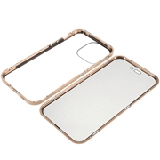 iPhone 15 Pro Magnetisk Cover med Privatlivssikret Hærdet Glas - Guld