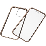 iPhone 15 Pro Magnetisk Cover med Privatlivssikret Hærdet Glas - Guld