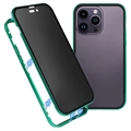 iPhone 15 Pro Magnetisk Cover med Privatlivssikret Hærdet Glas - Grøn