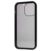 iPhone 15 Pro Max Magnetisk Cover med Privatlivssikret Hærdet Glas - Sort