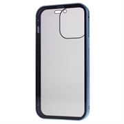 iPhone 15 Pro Max Magnetisk Cover med Privatlivssikret Hærdet Glas - Blå