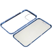 iPhone 15 Pro Max Magnetisk Cover med Privatlivssikret Hærdet Glas - Blå
