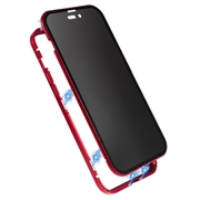 iPhone 15 Pro Max Magnetisk Cover med Privatlivssikret Hærdet Glas - Rød