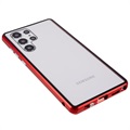 Samsung Galaxy S22 Ultra 5G Magnetisk Cover med Hærdet Glas - Rød