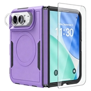 iPhone Duo magnetisk cover med skærmbeskyttelse hærdet glas og kameralinsbeskytter - lilla
