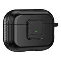 Magnetisk etui til Apple AirPods Pro, TPU-cover med spænde til Bluetooth-høretelefoner og karabinhage - sort