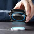 Magnetisk etui til Apple AirPods Pro, spændeformet TPU-cover til Bluetooth-høretelefoner med karabinhage - sort+blå