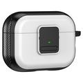 Magnetisk etui til Apple AirPods Pro, spændeformet TPU-cover til Bluetooth-høretelefoner med karabinhage - sort+hvid