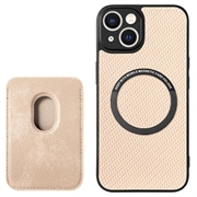 iPhone 15 Magnetisk Cover med Kortholder - Karbonfiber