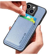iPhone 15 Pro Magnetisk Cover med Kortholder - Karbonfiber