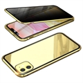 iPhone 11 Magnetisk Cover med Privatlivssikret Hærdet Glas - Guld