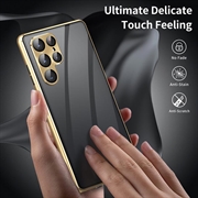 Samsung Galaxy S23 Ultra 5G Magnetisk Cover med Hærdet Glas - Privatliv - Guld