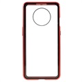 OnePlus 7T Magnetisk Cover med Skærmbeskyttelse Hærdet Glas - Rød