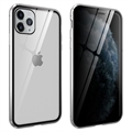iPhone 11 Pro Magnetisk Cover med Hærdet Glas - Privatliv - Sølv