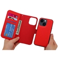 iPhone 14 Plus Magnetisk Detachable Pung Taske - Rød