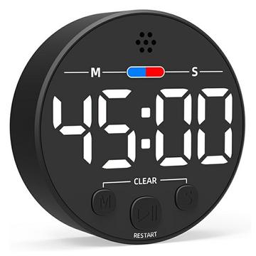 Magnetisk LED-nedtællingsur GL320 med digitalt display - sort / hvid