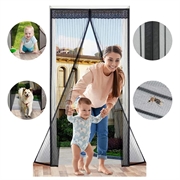 Myggenet til dør med smart magnetisk lukning - 120x210cm - Sort