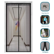 Myggenet til dør med smart magnetisk lukning - 120x210cm - Sort